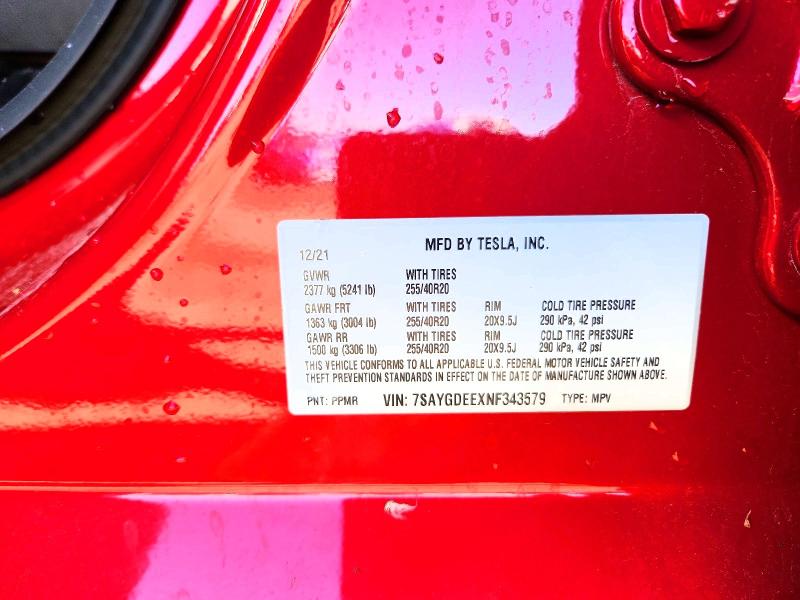 Продажа на аукционе авто 2022 Tesla Model Y, vin: 7SAYGDEEXNF343579, номер лота: 57783206