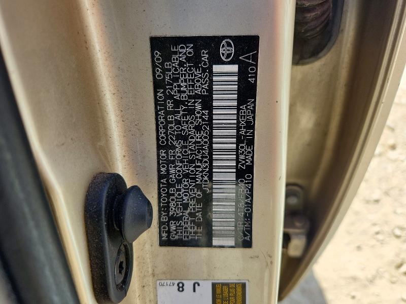 Aukcja sprzedaży 2010 Toyota Prius, vin: JTDKN3DU4A0052144, numer aukcji: 57489626