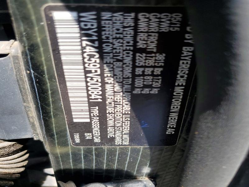 2015 Bmw I3 მანქანა იყიდება აუქციონზე, vin: WBY1Z4C59FV500841, აუქციონის ნომერი: 57861876