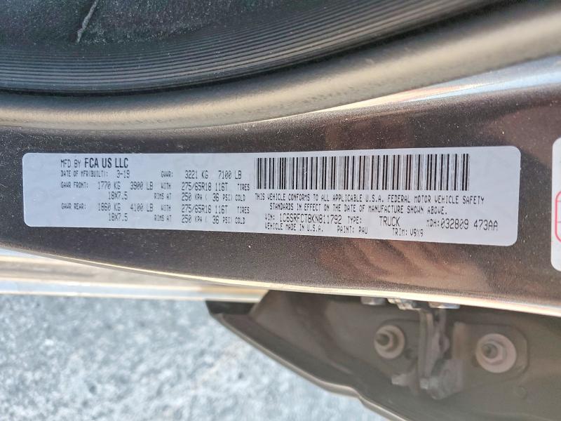 Продаж на аукціоні авто 2019 Ram 1500, vin: 1C6SRFCT8KN811792, номер лоту: 55133236