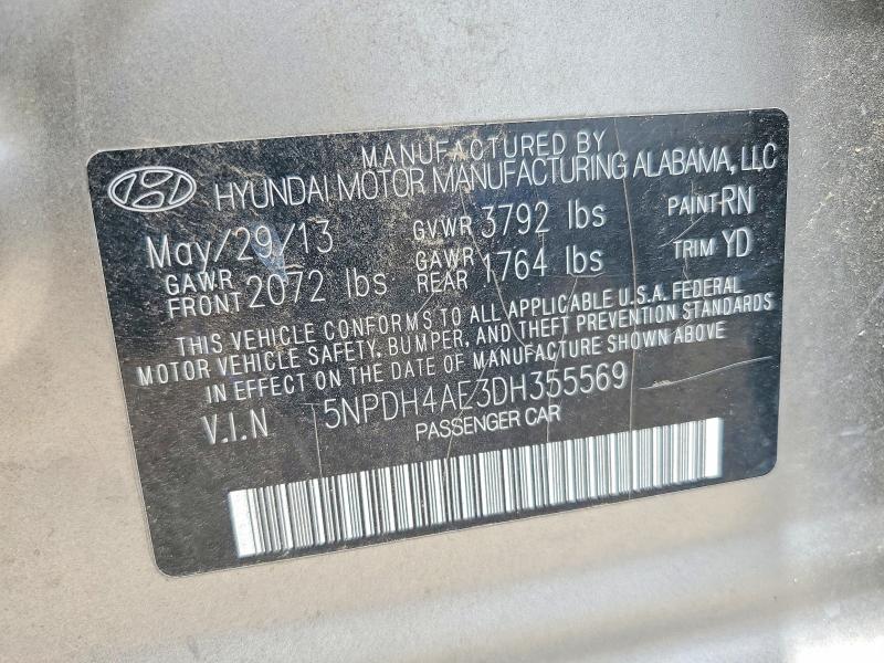 Продаж на аукціоні авто 2013 Hyundai Elantra, vin: 5NPDH4AE3DH355569, номер лоту: 59250276