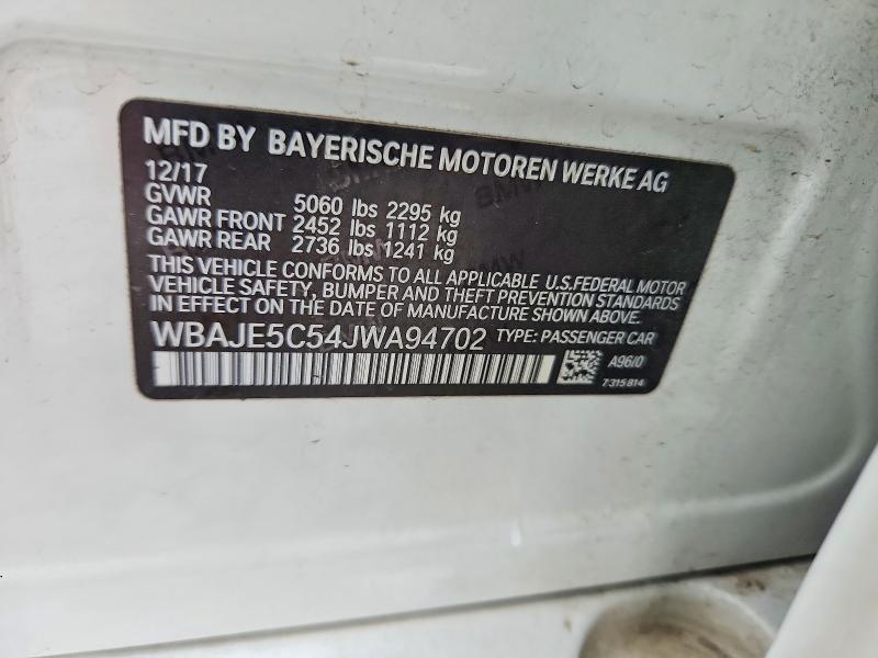Продаж на аукціоні авто 2018 Bmw 540, vin: WBAJE5C54JWA94702, номер лоту: 57745176