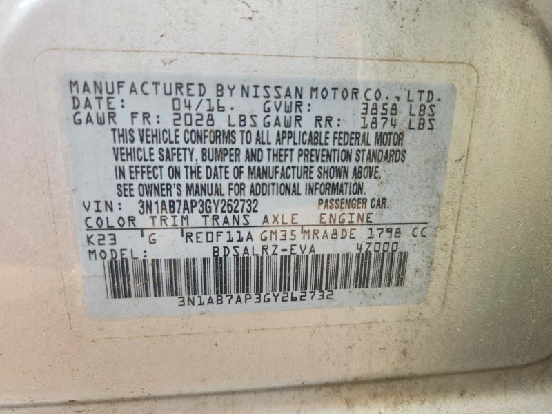 Продаж на аукціоні авто 2016 Nissan Sentra, vin: 3N1AB7AP3GY262732, номер лоту: 85460965
