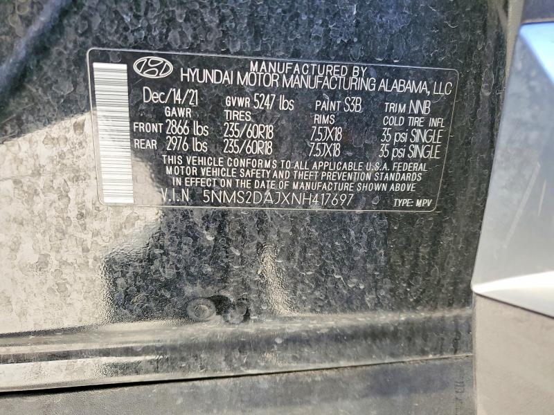 Aukcja sprzedaży 2022 Hyundai Santa Fe, vin: 5NMS2DAJXNH417697, numer aukcji: 56877506