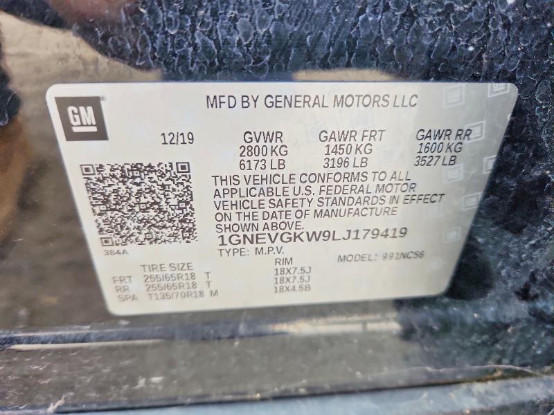 Aukcja sprzedaży 2020 Chevrolet Traverse, vin: 1GNEVGKW9LJ179419, numer aukcji: 57648876