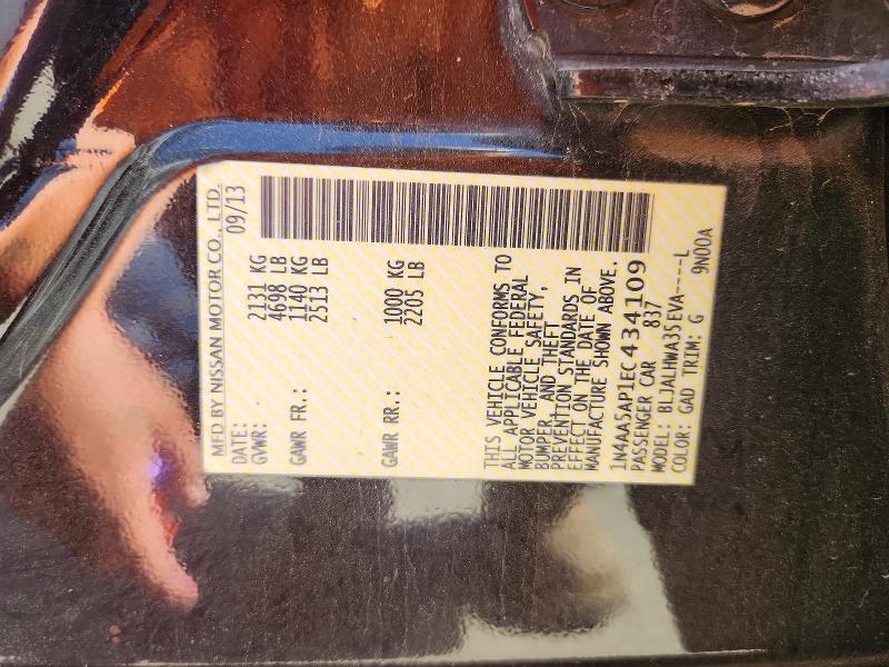Aukcja sprzedaży 2014 Nissan Maxima, vin: 1N4AA5AP1EC434109, numer aukcji: 56527056