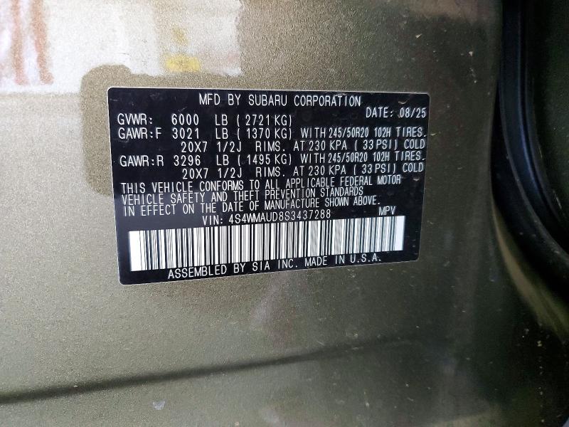 85978505 :رقم المزاد ، 4S4WMAUD8S3437288 vin ، 2025 Subaru Ascent مزاد بيع