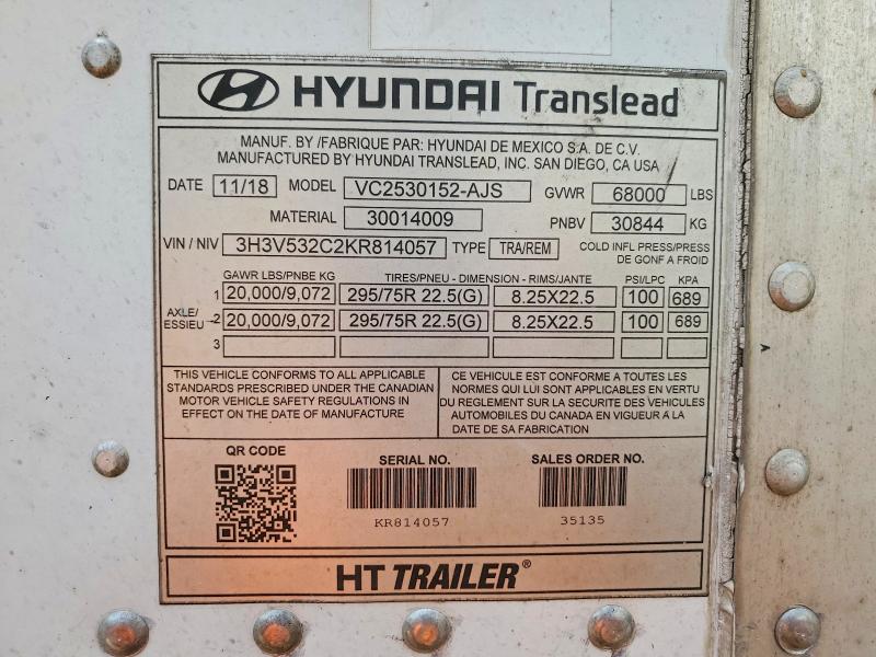 Продажа на аукционе авто 2019 Hyundai Translead Inc Unknown, vin: 3H3V532C2KR814057, номер лота: 54846576