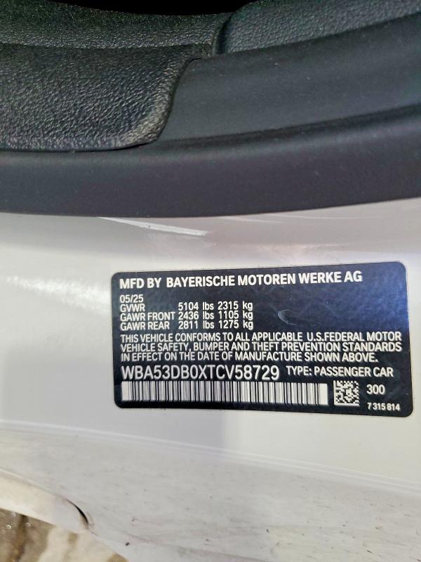Aukcja sprzedaży 2026 Bmw 430xi, vin: WBA53DB0XTCV58729, numer aukcji: 58455556