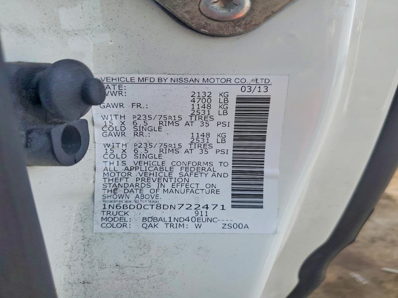 56031166 :رقم المزاد ، 1N6BD0CT8DN722471 vin ، 2013 Nissan Frontier مزاد بيع