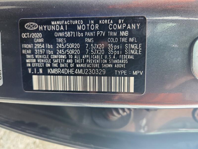 Aukcja sprzedaży 2021 Hyundai Palisade, vin: KM8R4DHE4MU230329, numer aukcji: 58400266