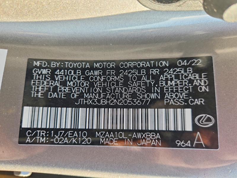 Aukcja sprzedaży 2022 Lexus Ux 200, vin: JTHX3JBH2N2053677, numer aukcji: 55698606