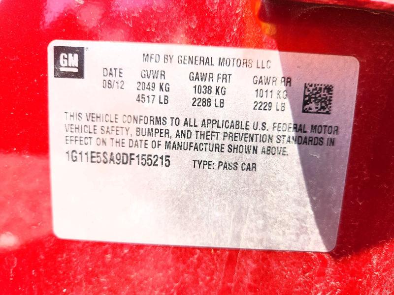 2013 Chevrolet Malibu მანქანა იყიდება აუქციონზე, vin: 1G11E5SA9DF155215, აუქციონის ნომერი: 58264276