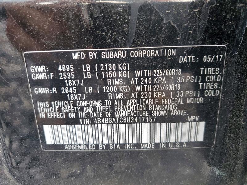 Продаж на аукціоні авто 2017 Subaru Outback, vin: 4S4BSATC6H3417157, номер лоту: 56353726