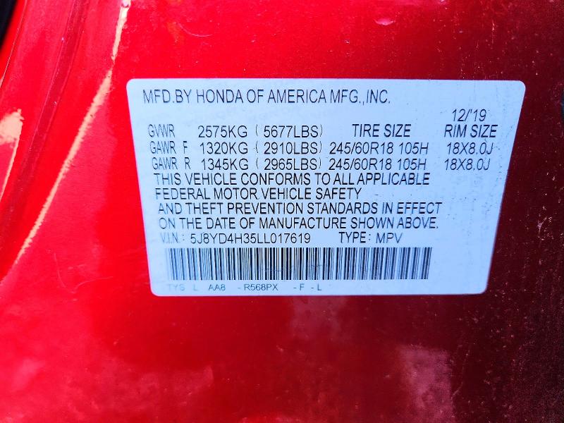 Aukcja sprzedaży 2020 Acura Mdx, vin: 5J8YD4H35LL017619, numer aukcji: 55813806