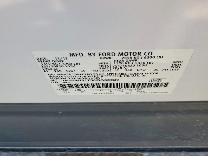 Aukcja sprzedaży 2018 Ford Explorer, vin: 1FM5K8HT5JGA35523, numer aukcji: 56068706