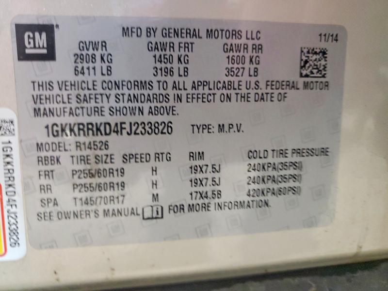 Продажа на аукционе авто 2015 Gmc Acadia, vin: 1GKKRRKD4FJ233826, номер лота: 55839436