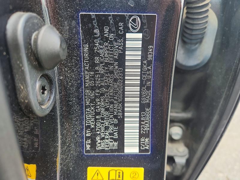 Aukcja sprzedaży 2016 Lexus Es, vin: 58ABK1GG9GU023313, numer aukcji: 59146226