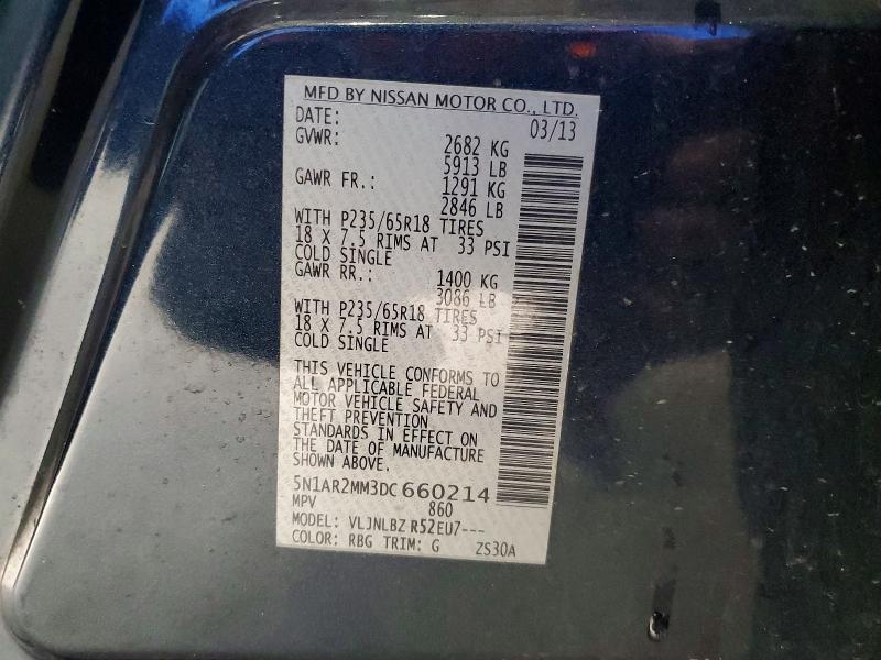 Продаж на аукціоні авто 2013 Nissan Pathfinder, vin: 5N1AR2MM3DC660214, номер лоту: 59071336