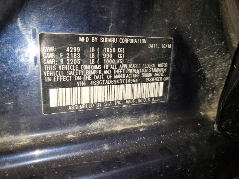 57428286 :رقم المزاد ، 4S3GTAD69K3714964 vin ، 2019 Subaru Impreza مزاد بيع