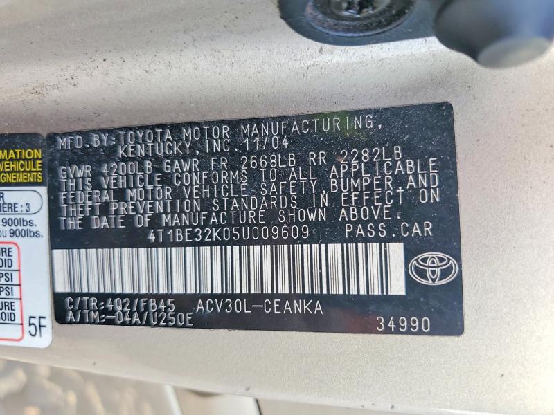 Aukcja sprzedaży 2005 Toyota Camry, vin: 4T1BE32K05U009609, numer aukcji: 57309076