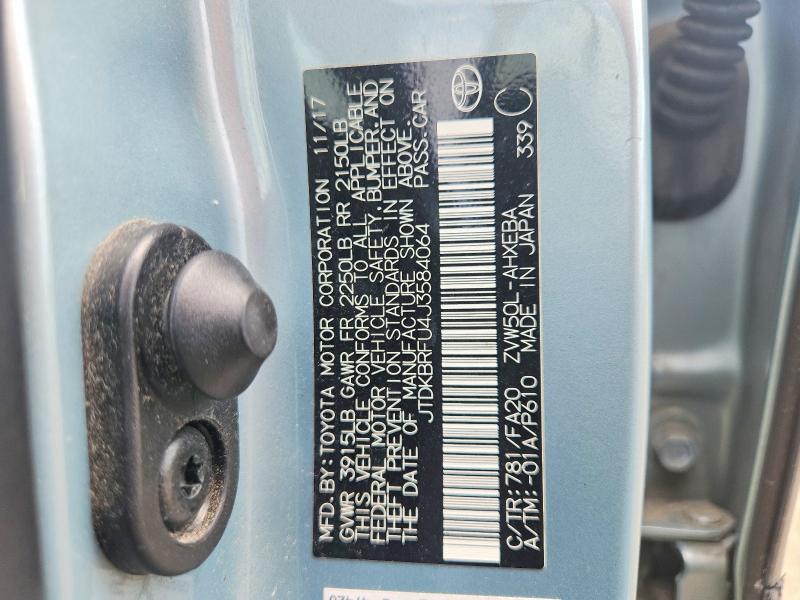 56111446 :رقم المزاد ، JTDKBRFU4J3584064 vin ، 2018 Toyota Prius مزاد بيع