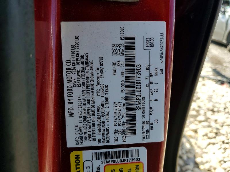 Aukcja sprzedaży 2018 Ford Fusion, vin: 3FA6P0LU0JR173903, numer aukcji: 57680726