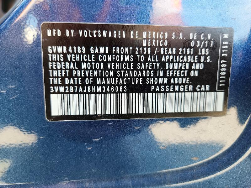 Aukcja sprzedaży 2017 Volkswagen Jetta, vin: 3VW2B7AJ8HM346063, numer aukcji: 57735906