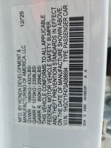 Aukcja sprzedaży 2025 Honda Accord, vin: 1HGCY1F47SA088694, numer aukcji: 57563246