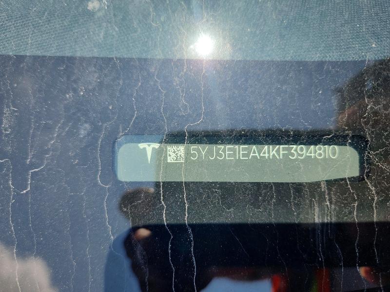 57010986 :رقم المزاد ، 5YJ3E1EA4KF394810 vin ، 2019 Tesla Model 3 مزاد بيع
