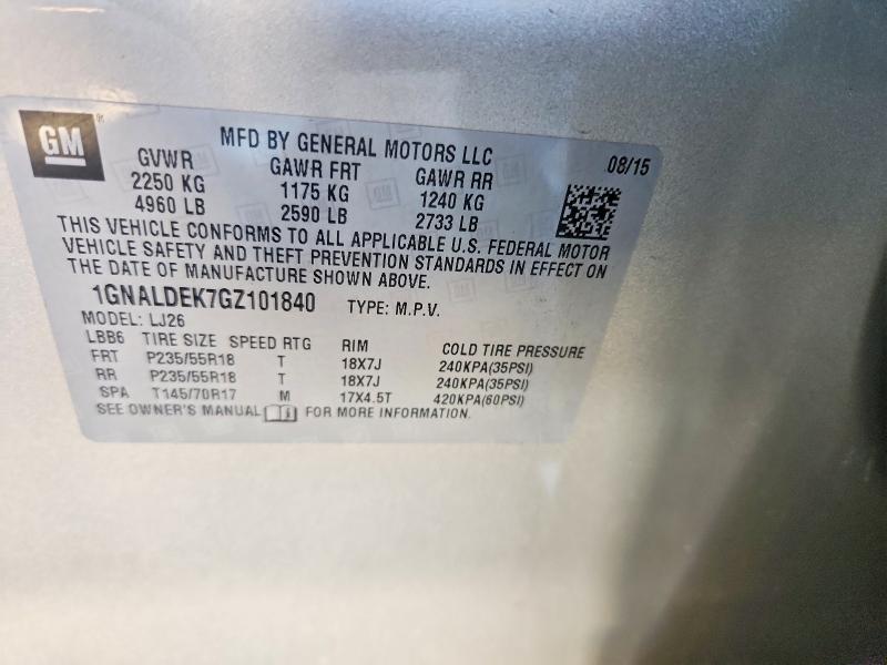 Aukcja sprzedaży 2016 Chevrolet Equinox, vin: 1GNALDEK7GZ101840, numer aukcji: 55185116