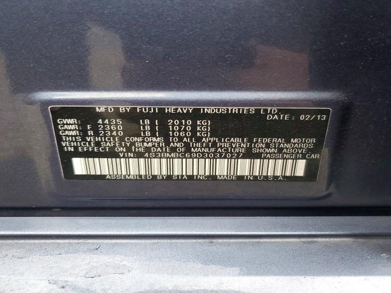 2013 Subaru Legacy მანქანა იყიდება აუქციონზე, vin: 4S3BMBC69D3037027, აუქციონის ნომერი: 57918426