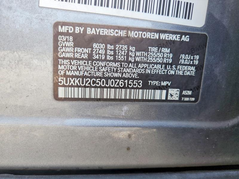Aukcja sprzedaży 2018 Bmw X6, vin: 5UXKU2C50J0Z61553, numer aukcji: 57020906