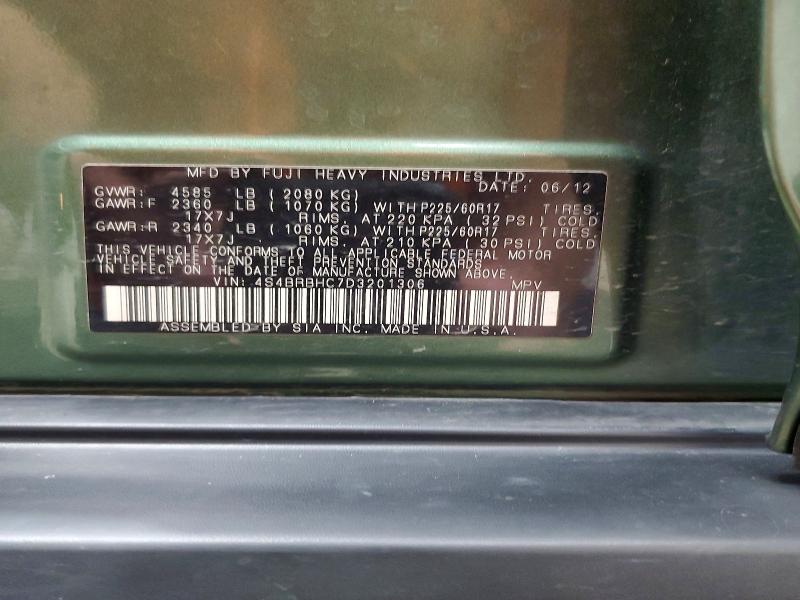 2013 Subaru Outback მანქანა იყიდება აუქციონზე, vin: 4S4BRBHC7D3201306, აუქციონის ნომერი: 55647666