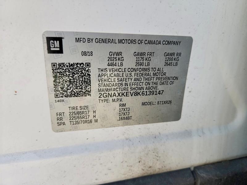 Продаж на аукціоні авто 2019 Chevrolet Equinox, vin: 2GNAXKEV8K6139147, номер лоту: 56821076
