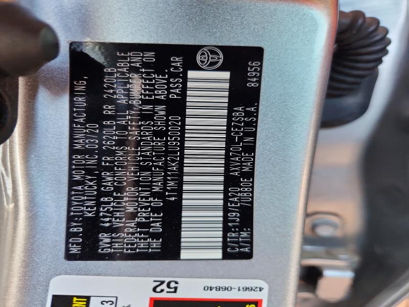 Aukcja sprzedaży 2020 Toyota Camry, vin: 4T1M11AK2LU950020, numer aukcji: 56953586
