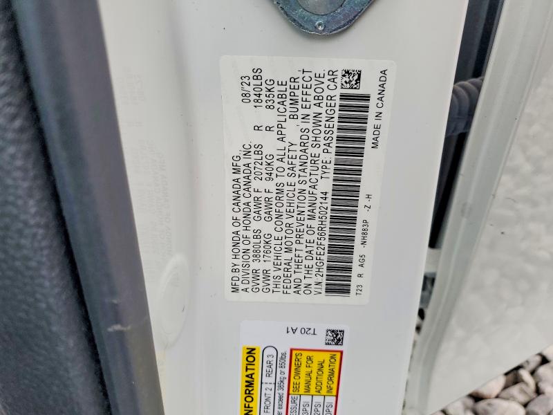 Продаж на аукціоні авто 2024 Honda Civic, vin: 2HGFE2F56RH502144, номер лоту: 55558036