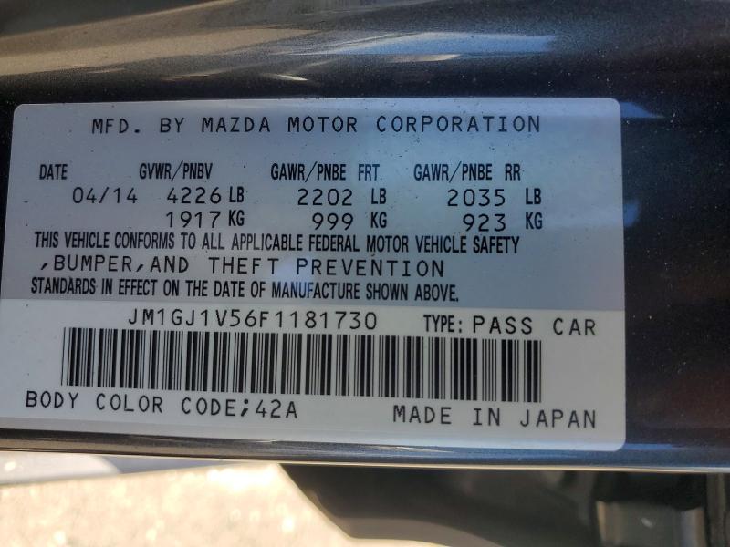 Продаж на аукціоні авто 2015 Mazda 6, vin: JM1GJ1V56F1181730, номер лоту: 57903946