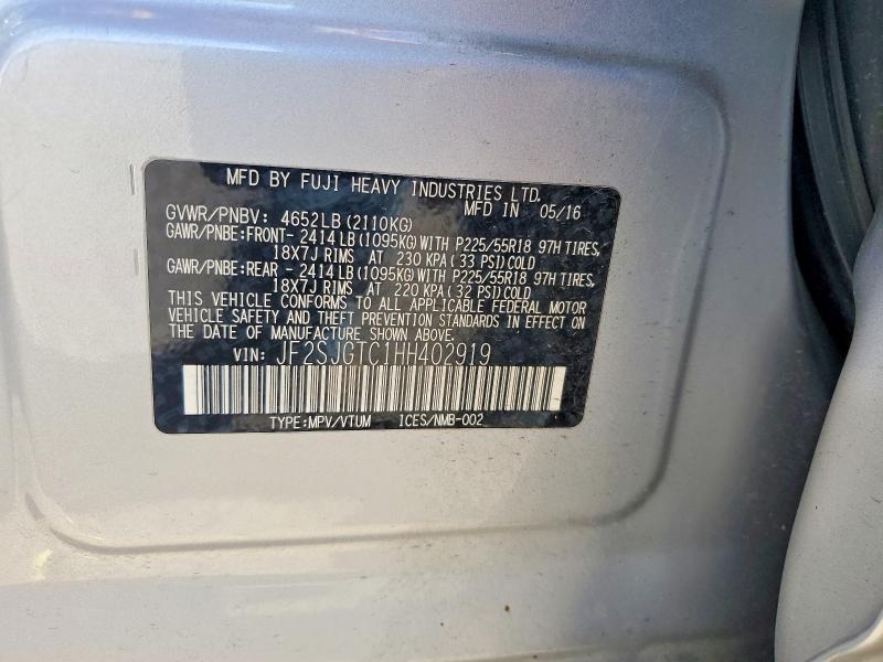 58119866 :رقم المزاد ، JF2SJGTC1HH402919 vin ، 2017 Subaru Forester مزاد بيع