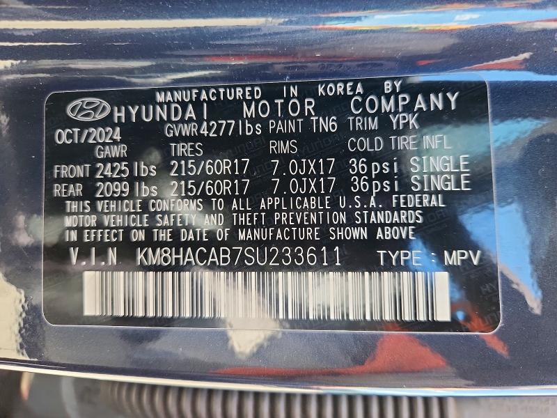Aukcja sprzedaży 2025 Hyundai Kona, vin: KM8HACAB7SU233611, numer aukcji: 55518686