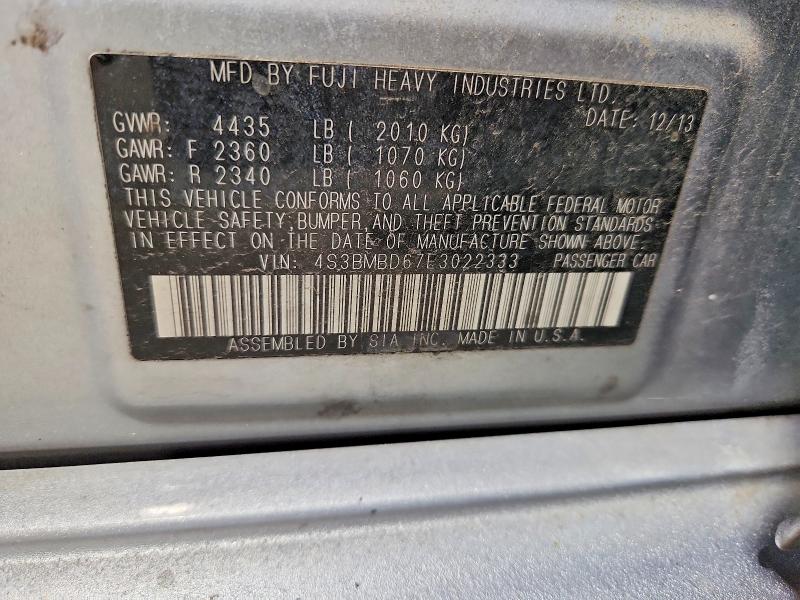 Продажа на аукционе авто 2014 Subaru Legacy, vin: 4S3BMBD67E3022333, номер лота: 58886616