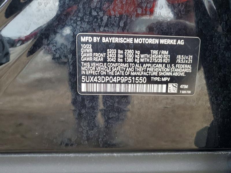 2023 Bmw X3 მანქანა იყიდება აუქციონზე, vin: 5UX43DP04P9P51550, აუქციონის ნომერი: 56653196