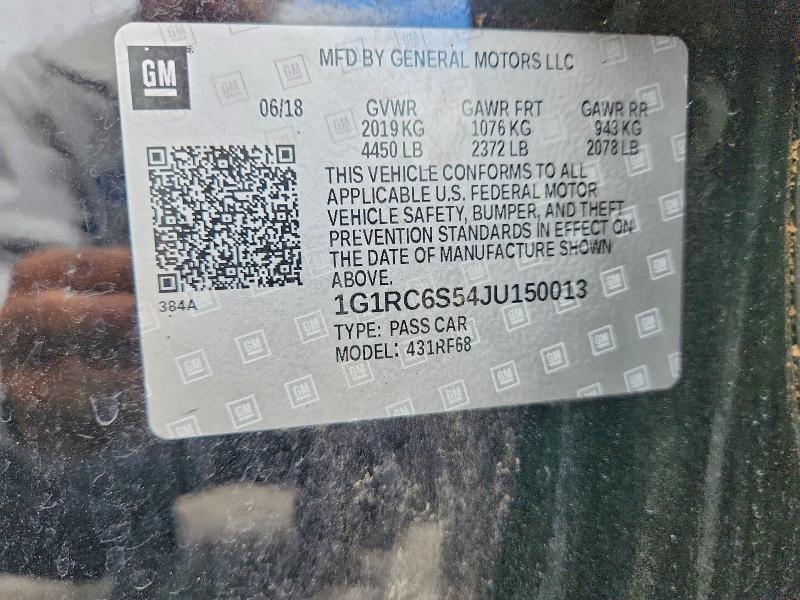 Продаж на аукціоні авто 2018 Chevrolet Volt, vin: 1G1RC6S54JU150013, номер лоту: 56188516