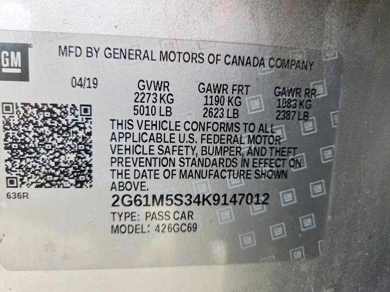 Продажа на аукционе авто 2019 Cadillac Xts, vin: 2G61M5S34K9147012, номер лота: 49964716