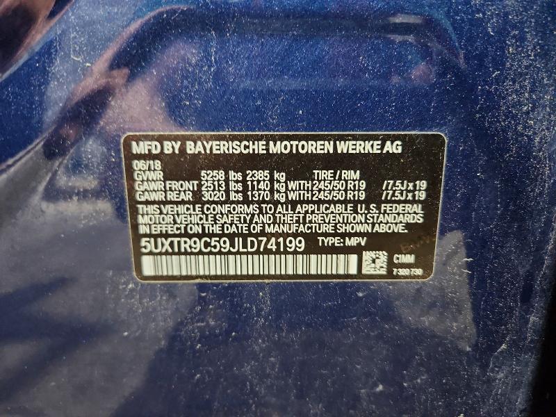 Продаж на аукціоні авто 2018 Bmw X3, vin: 5UXTR9C59JLD74199, номер лоту: 58385196