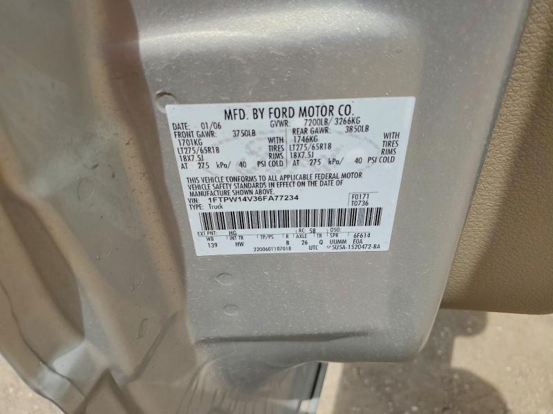 Продажа на аукционе авто 2006 Ford F150, vin: 1FTPW14V36FA77234, номер лота: 55500086