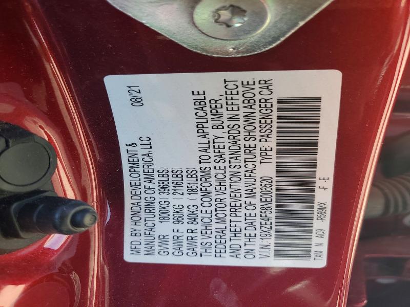 Продаж на аукціоні авто 2022 Honda Insight, vin: 19XZE4F58NE006520, номер лоту: 57191376
