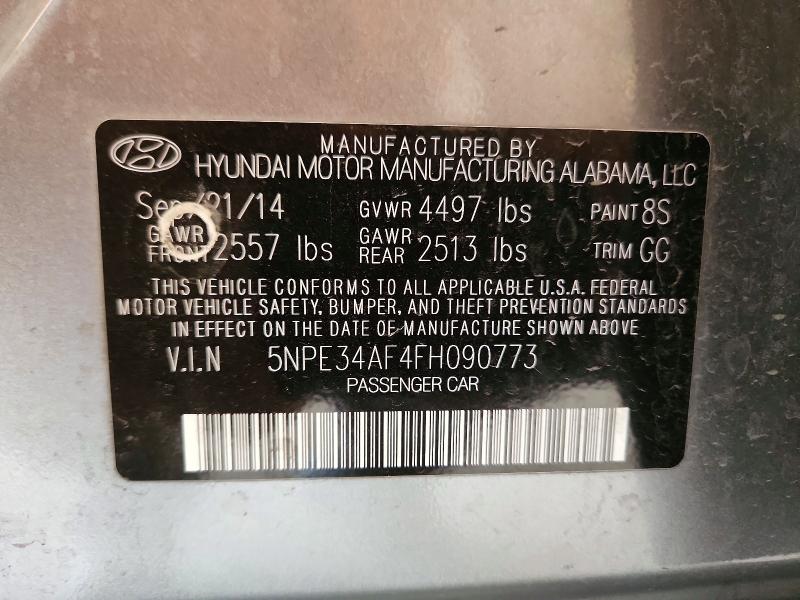 2015 Hyundai Sonata მანქანა იყიდება აუქციონზე, vin: 5NPE34AF4FH090773, აუქციონის ნომერი: 56518276