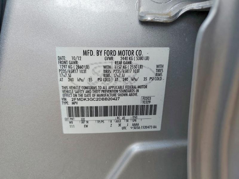 Aukcja sprzedaży 2013 Ford Edge, vin: 2FMDK3GC2DBB20427, numer aukcji: 57517226