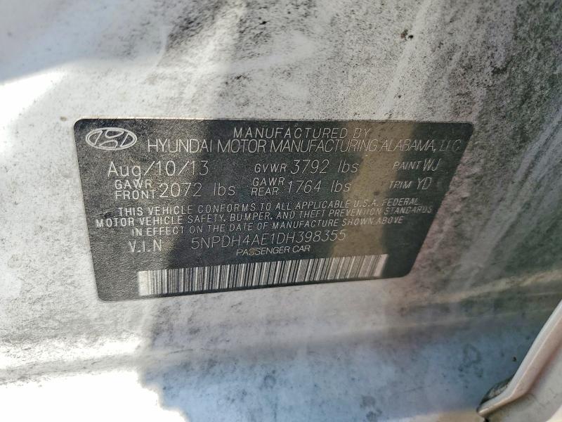 Продаж на аукціоні авто 2013 Hyundai Elantra, vin: 5NPDH4AE1DH398355, номер лоту: 58846766